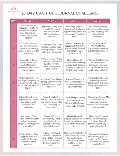 28 Day Gratitude Journal Challenge